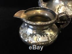 Vintage Pairpoint Mfg New Bedford Quadruple Plate Teapot, Sugar Bowl Creamer Set