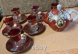 Vintage Persian Shah Abbas Mix Match Teapot Tea/ Coffee Cups & Saucers