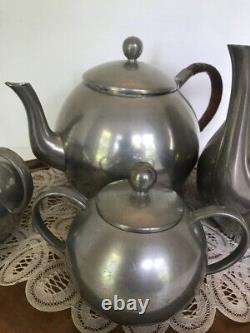 Vintage Pewter Tea Service Set Meeuws & Zoon Den Haag Tray Teapot & Coffee Pot
