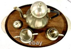 Vintage Pewter Tea Service Set Meeuws & Zoon Den Haag Tray Teapot Cream Sugar