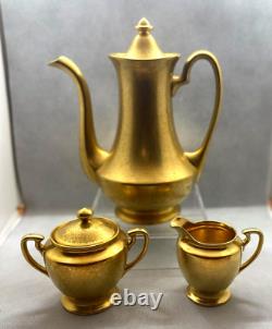 Vintage Pickard Teapot & Lid, Creamer & Sugar & Lid, Gold, VGC, USA