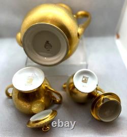 Vintage Pickard Teapot & Lid, Creamer & Sugar & Lid, Gold, VGC, USA