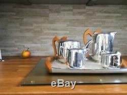 Vintage Picquot Ware Tea Set Five Pieces with Tray Original teapot