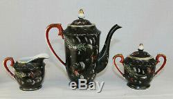 Vintage Porcelain Dragon Ware Moriage Satsuma Tea Set Teapot 11pcs