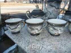 Vintage Porcelain Dragon Ware Tea Pot Service Set Ornate 17 pcs Moriage Japan
