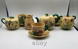 Vintage Porcelain Hand Painted Complete China Tea Set with Floral Design Signed