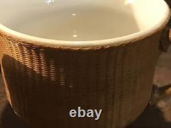 Vintage Porcelain Tea Pot Set With Lid Qing Dynasty Woven Cups Bamboo Weave Rare