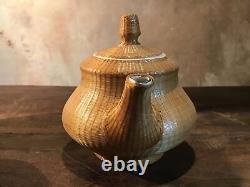 Vintage Porcelain Tea Pot Set With Lid Qing Dynasty Woven Cups Bamboo Weave Rare
