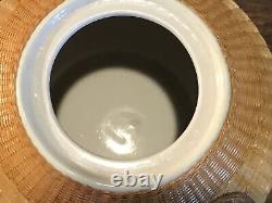 Vintage Porcelain Tea Pot Set With Lid Qing Dynasty Woven Cups Bamboo Weave Rare