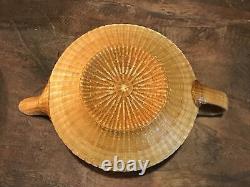 Vintage Porcelain Tea Pot Set With Lid Qing Dynasty Woven Cups Bamboo Weave Rare