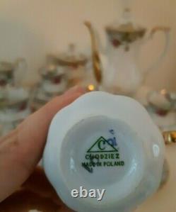 Vintage Porcelain Tea Set by CHODZIEZ-Poland, Tea Pot, Sugar Bowl, Creamer Bowl
