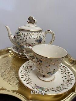 Vintage Porcelain Teapot Summer Enchantment By Lenox 2003 Plates 2006 Set Of 7