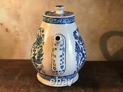 Vintage Pottery Teapot Set Floral Pot Creamer Sugar Bowl Hand Painted India Rare
