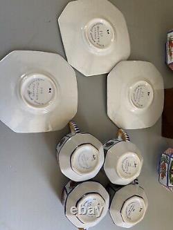 Vintage Quimper Mistral Blue Breton Tea Pot, Creamer & Sugar, Cup Saucer Set