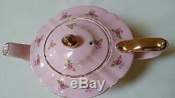 Vintage RARE Sadler Pink Tea Pot Gold Trim & Pink Roses #2353 England Used VGLN