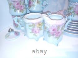 Vintage R S Porcelain Tea Set Tea Pot, Sugar, Creamer, 6 Cups/Saucers