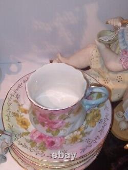 Vintage R S Porcelain Tea Set Tea Pot, Sugar, Creamer, 6 Cups/Saucers
