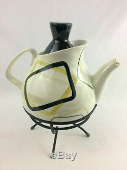 Vintage Red Wing Smart Set Teapot with Black Top & Original Stand Excellent Cond