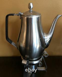 Vintage Reed & Barton Coffee Carafe Warmer Stand 18/8 Stainless Set Of 2 Tea Pot