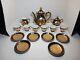 Vintage Renaissance Hand Painted Black Teapot W Embossed Gold Fairy Design