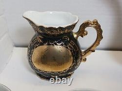 Vintage Renaissance Hand Painted Black Teapot w Embossed Gold Fairy Design