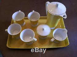 Vintage Retro SEYEI Fine China Tea Coffee Pot set, Cream & Sugar, 4 cups with tray