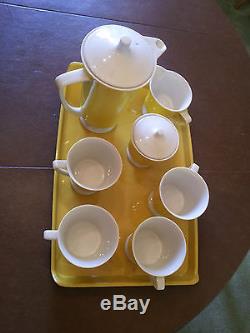 Vintage Retro SEYEI Fine China Tea Coffee Pot set, Cream & Sugar, 4 cups with tray