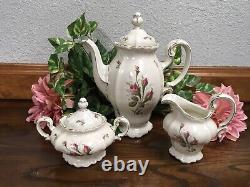 Vintage Rosenthal Selb Germany Pompadour Tea Pot With Creamer & Sugar Set