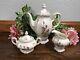 Vintage Rosenthal Selb Germany Pompadour Tea Pot With Creamer & Sugar Set