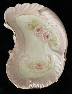 Vintage Roses Tea Set 10pc Hand Painted Embossed Porcelain Pink Cottage Decor