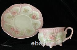 Vintage Roses Tea Set 10pc Hand Painted Embossed Porcelain Pink Cottage Decor