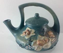 Vintage Roseville Magnolia Blue Teapot Creamer Sugar Bowl Set