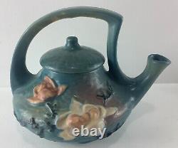 Vintage Roseville Magnolia Blue Teapot Creamer Sugar Bowl Set