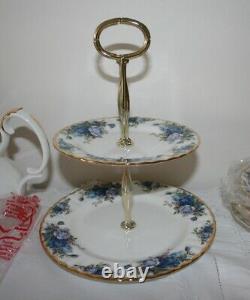 Vintage Royal Albert Moonlight Rose 23-Piece Tea Set inc Teapot & Cake Stand NEW