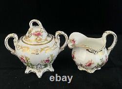 Vintage Royal Chelsea England Bone China Moss Rose TEAPOT SUGAR BOWL CREAMER SET