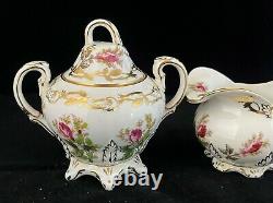 Vintage Royal Chelsea England Bone China Moss Rose TEAPOT SUGAR BOWL CREAMER SET