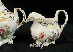 Vintage Royal Chelsea England Bone China Moss Rose TEAPOT SUGAR BOWL CREAMER SET