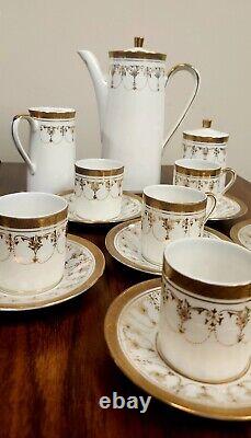 Vintage Royal Crown Queen Mary Tea/Chocolate Pot White/Gold Trim 15 pieces