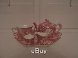 Vintage Royal Winton Chintz Pink Rose Brocade Breakfast Set Teapot Rosebud