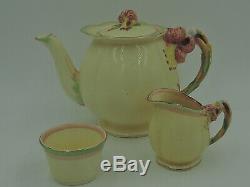 Vintage Royal Winton Cream Tiger Lily Breakfast Set withPink & Green Teapot Tea fo