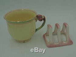 Vintage Royal Winton Cream Tiger Lily Breakfast Set withPink & Green Teapot Tea fo