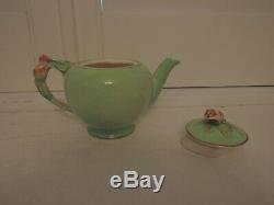 Vintage Royal Winton Green Rosebud Breakfast Set Tea for One Teapot