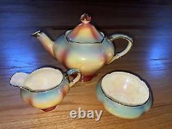 Vintage Royal Winton Grimwades Rainbow Lusterware Teapot Sugar And Creamer Set