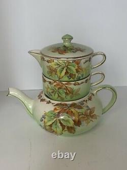 Vintage Royal Winton Grimwades Transferware STACKING TEA SET Individual LEAVES