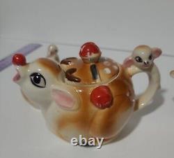 Vintage! Rudolph Red-nosed Reindeer Tea Set Tea Pot, Creamer, Sugar Bowl