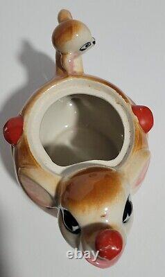 Vintage! Rudolph Red-nosed Reindeer Tea Set Tea Pot, Creamer, Sugar Bowl