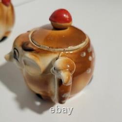 Vintage! Rudolph Red-nosed Reindeer Tea Set Tea Pot, Creamer, Sugar Bowl