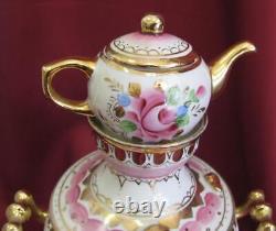 Vintage Russia Porcelain Tea Samovar & Tea Pot Set Marked Gzhel