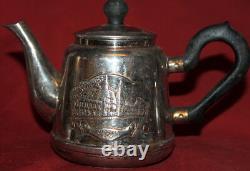 Vintage Russian metal tea set teapot and creamer