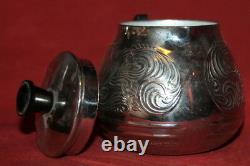 Vintage Russian metal tea set teapot and creamer